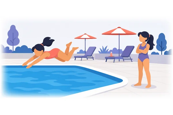 Maria loves swimming, but her sister doesn't.