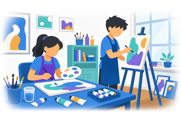 Sarah enjoys painting, and her brother does too.