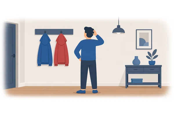 Which coat is yours — the blue one or the red one?