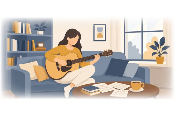 My sister plays the guitar.