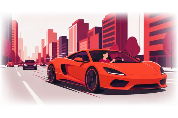 She drives a fast car.