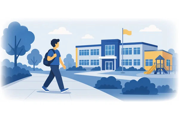 I live near the school.