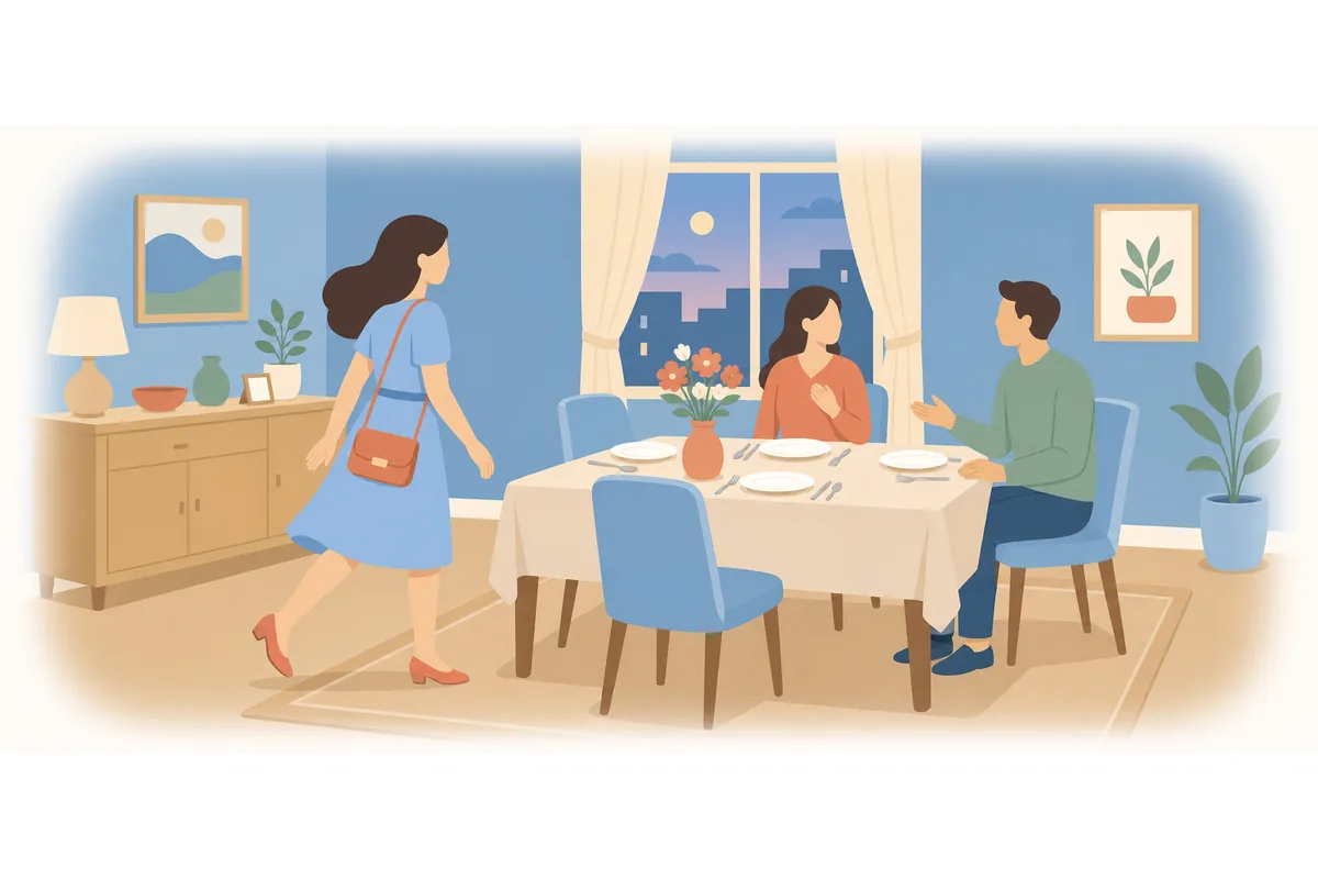 If she arrives on time, she can join us for dinner.