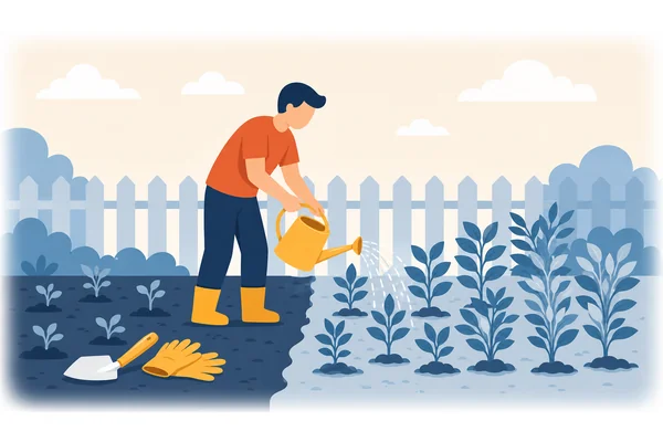 If you water the plants regularly, they will grow healthily.