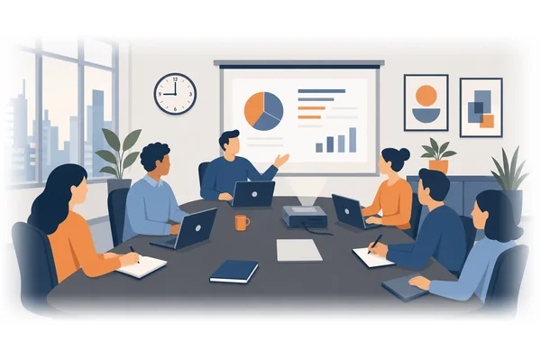 We have team meetings once a week on Monday mornings.