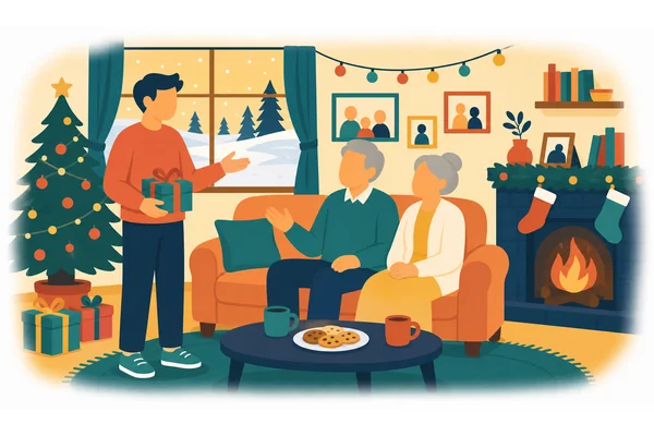 I see my grandparents four times a year during holidays.