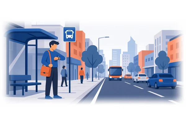The bus arrives every twenty minutes, so about three times per hour.