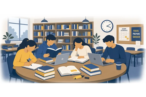 They will be studying for their exams all next week.