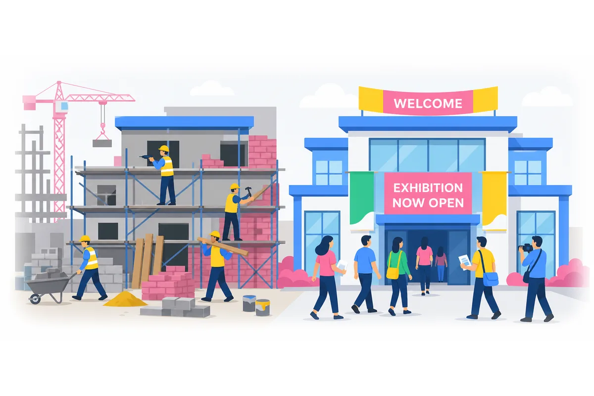 Assuming no further delays, the renovation will have been completed for three months before the exhibition opens.