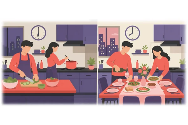 If you arrive at 8 PM, we will have been preparing dinner for two hours.