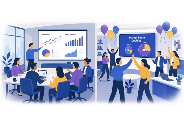 If current trends continue, the company will have doubled its market share within five years.