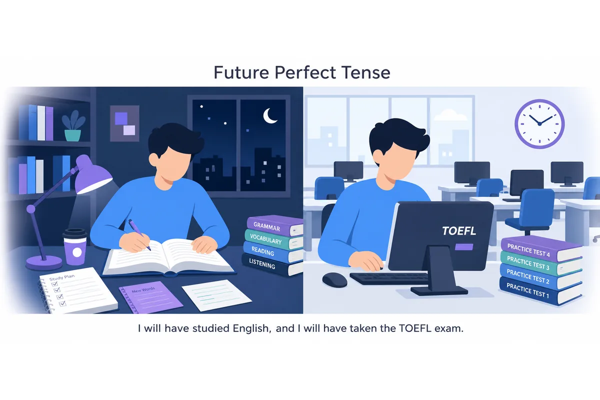 How long will you have been studying English by the time you take the TOEFL?