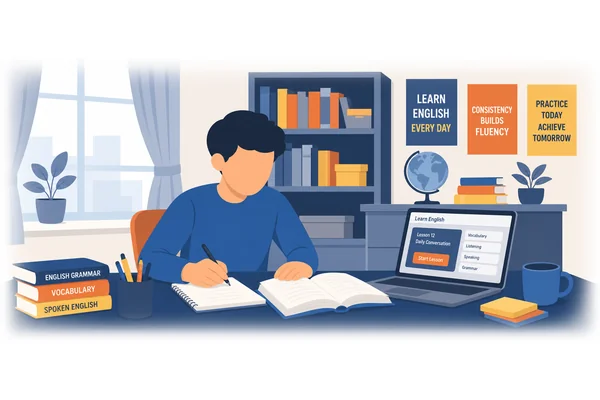 Learning English requires patience and consistency.