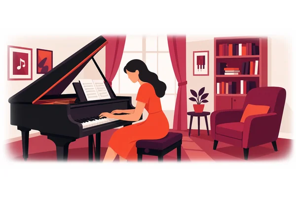 She plays the piano very well.