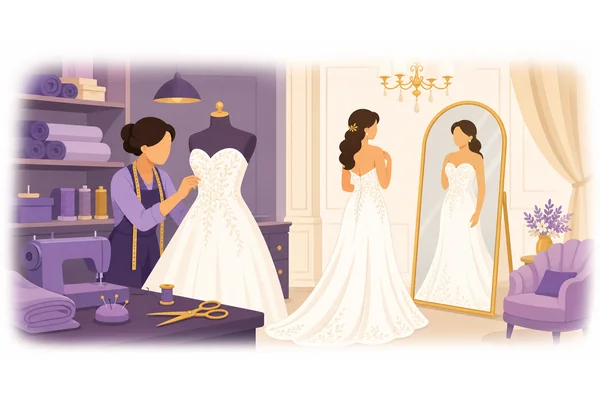 She had her wedding dress tailored by an Italian designer.