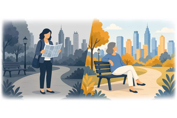 How long will she have been living in that city when she retires?
