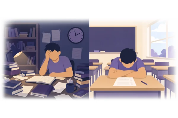 He hadn't studied enough, so he failed the exam.