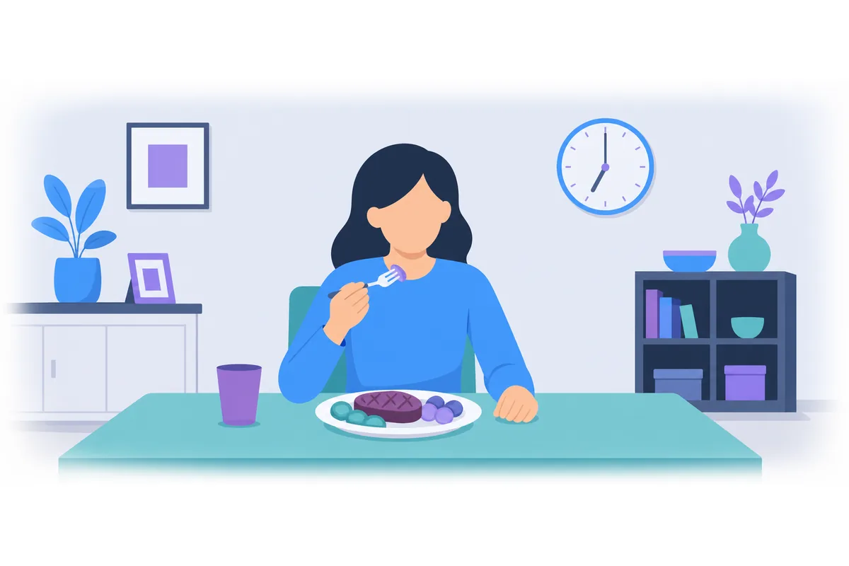 She ate dinner at 7 o'clock.