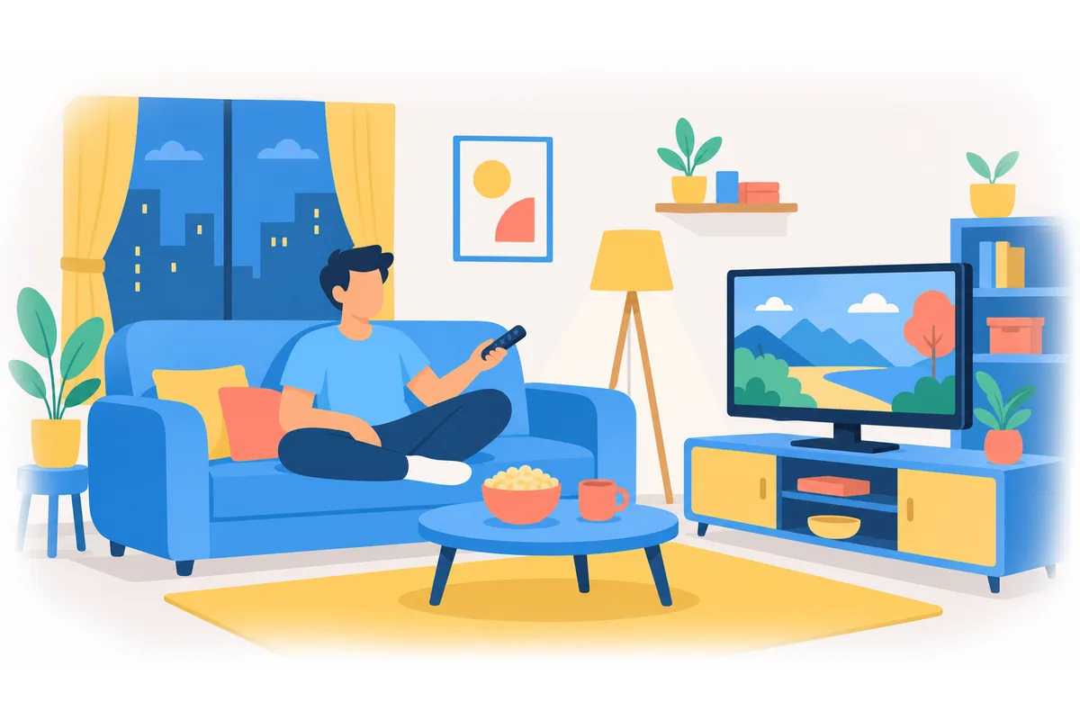 We stayed at home and watched TV.
