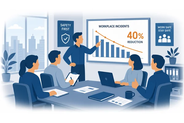 The implementation of new safety protocols reduced workplace incidents by 40%.