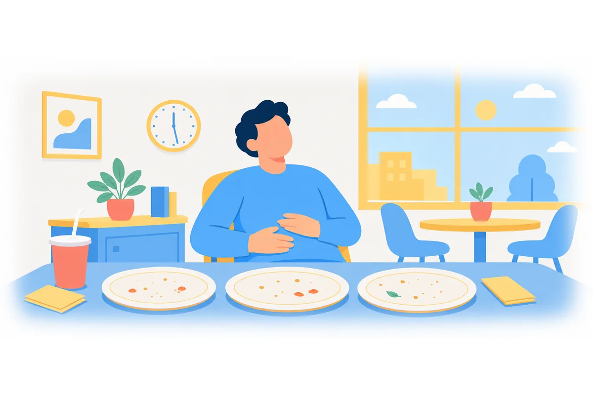 He ate three slices of pizza at lunch.