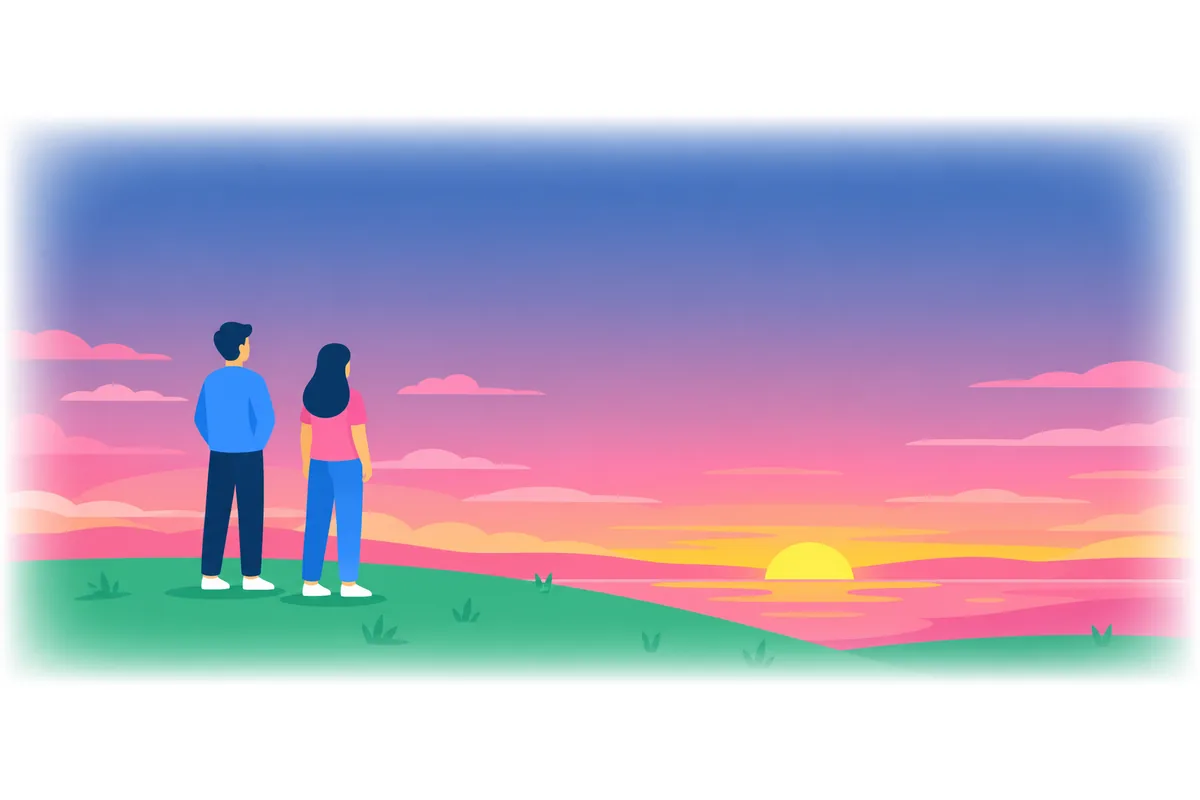 We saw a beautiful sunset, but we didn't see any stars.