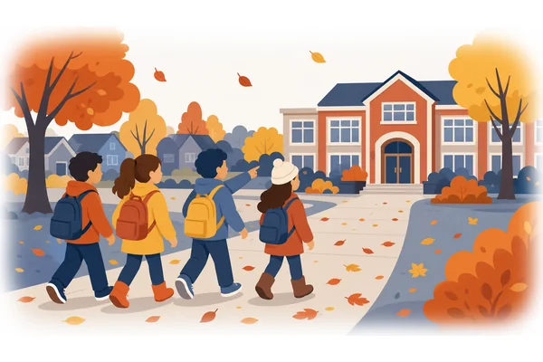 Children go back to school in autumn.