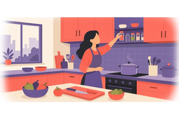 She is in the kitchen.