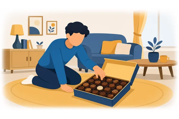 Inside the box, there are chocolates.