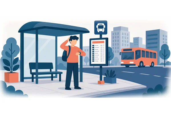 Do you happen to know when the next bus arrives?