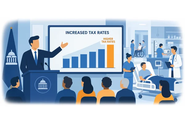 The government raised taxes to fund the healthcare system.