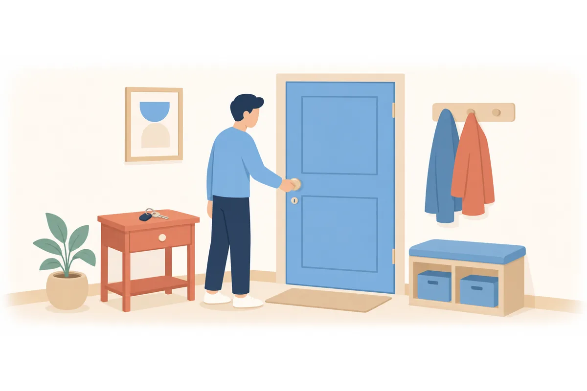 Before leaving the house, always check the door.