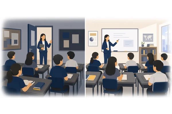 Hardly had the teacher entered the classroom when the students fell silent.