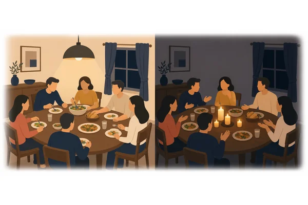 Scarcely had we begun eating when the power went out.