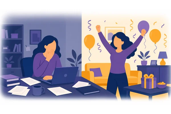 No sooner had she received the job offer than she started celebrating.
