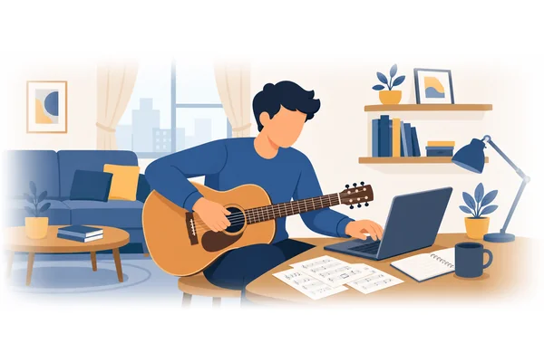 Not only can he play the guitar, but also he can compose music.