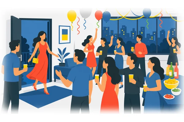 Only when she arrived did the party begin.