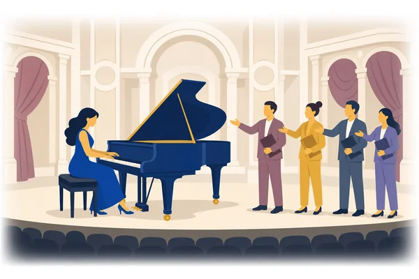Such a talented musician is she that orchestras compete to hire her.