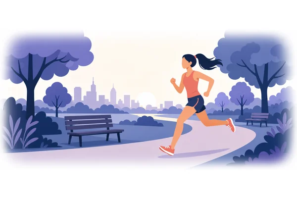 She runs fast in the morning.