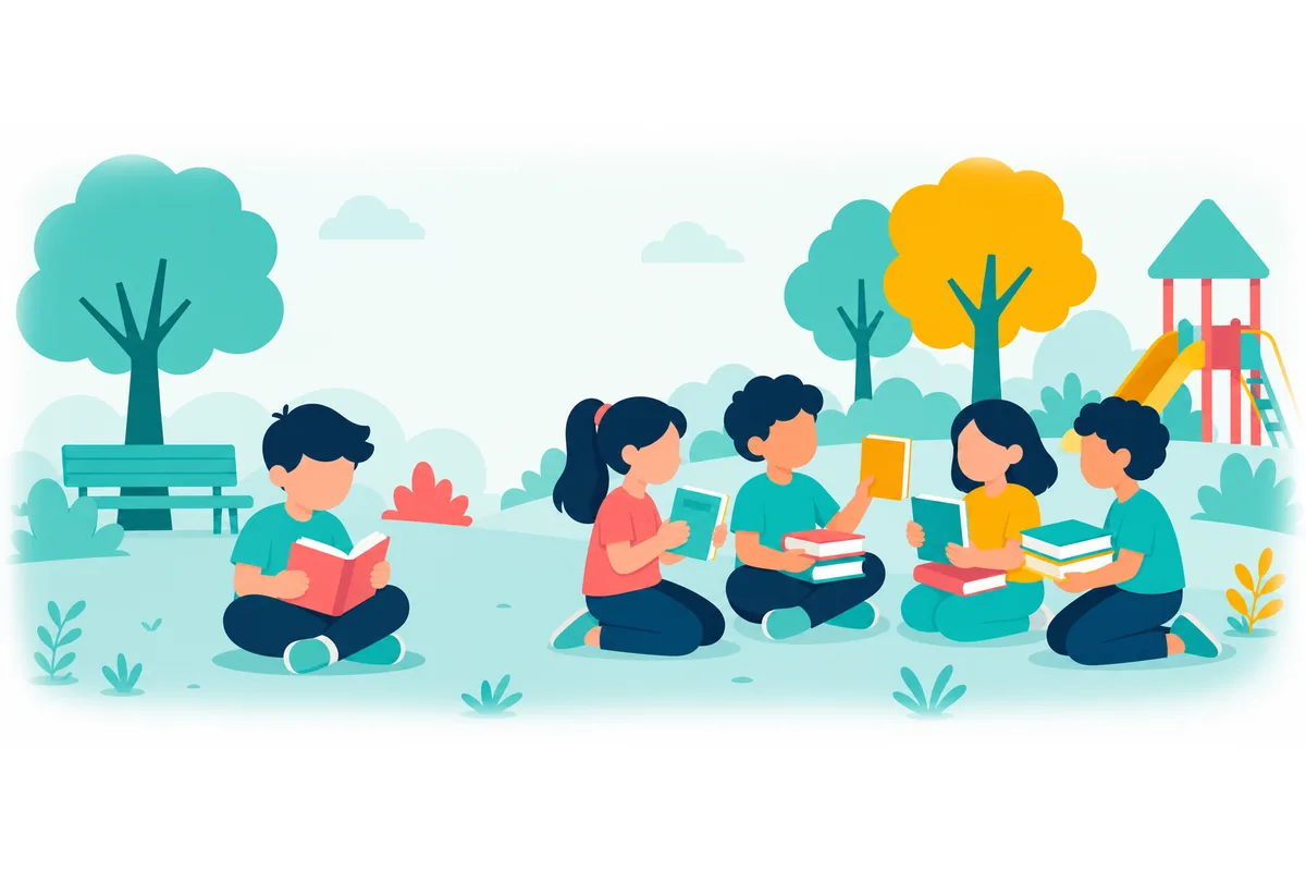 The child has one book, but the children have many books.
