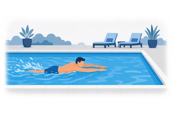 He swam across the pool, and then he swam back again.