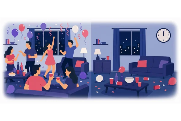 It was not until midnight that the party ended.