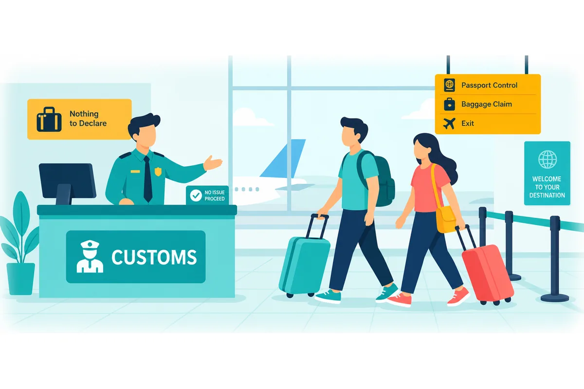 The customs officer let us through without excessive questioning.
