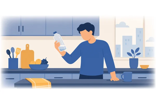 There is a little water left in the bottle.