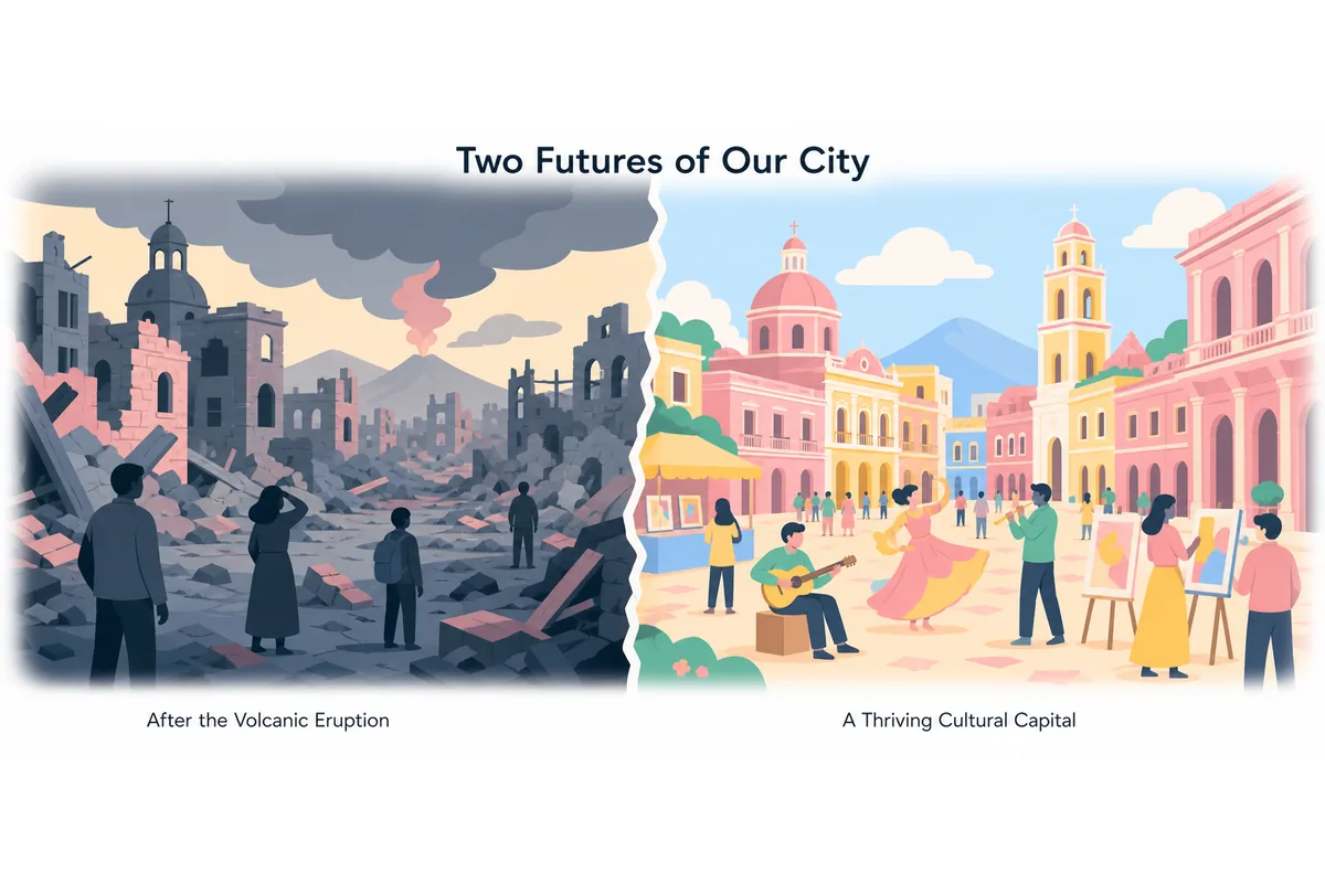 If the volcanic eruption hadn't destroyed the city, it would have become the cultural capital of the region.