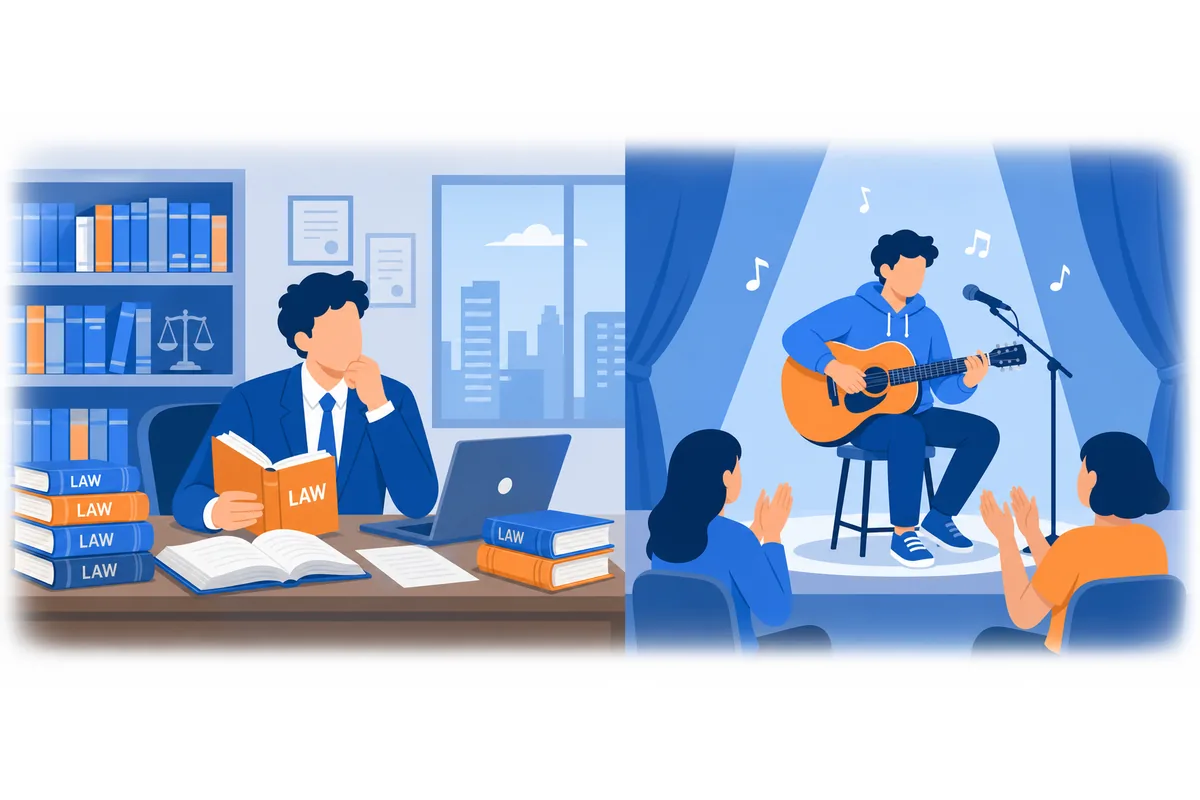 If I were financially secure, I would have pursued a career in music instead of law.