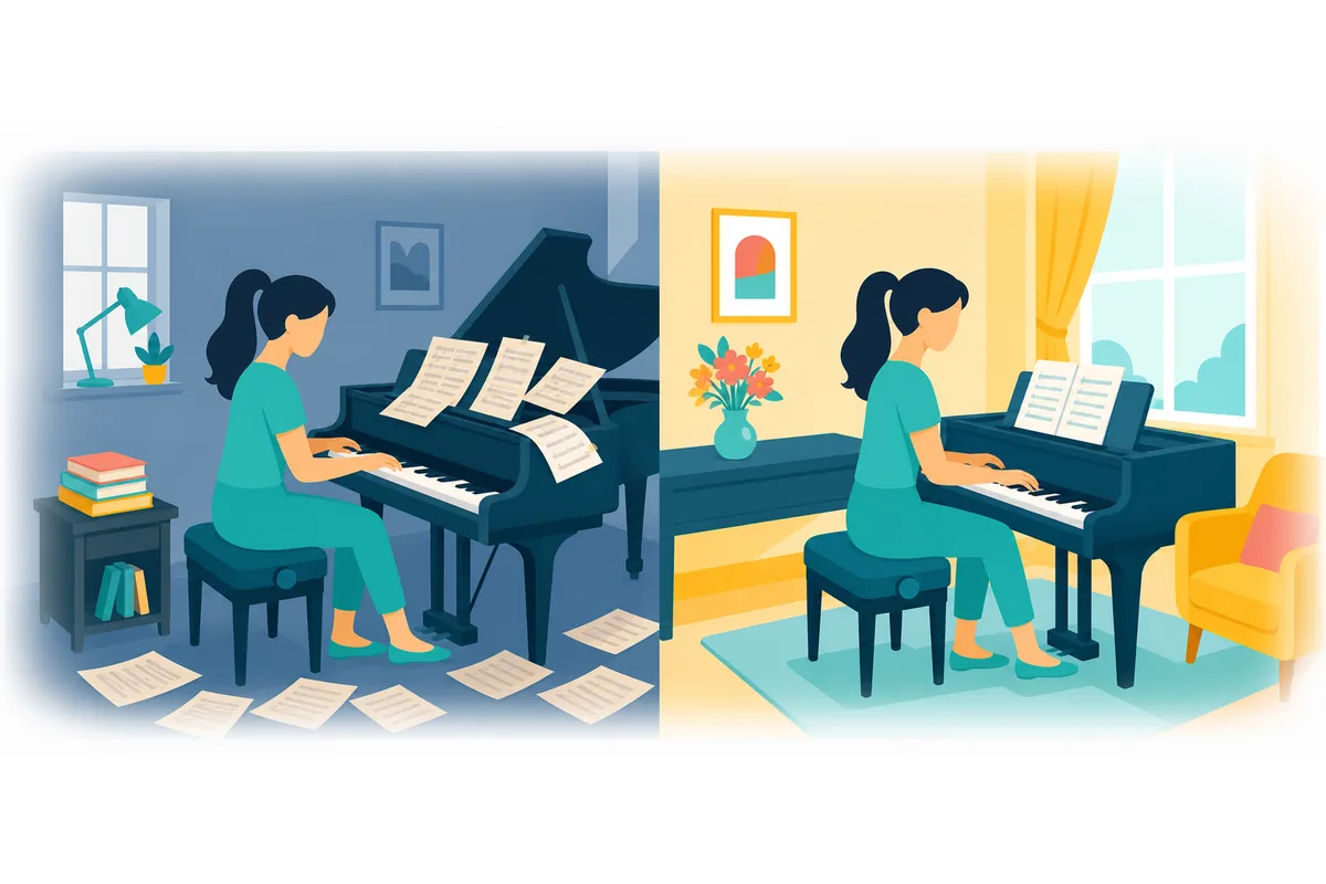 After months of practice, she was finally able to master the piano piece.