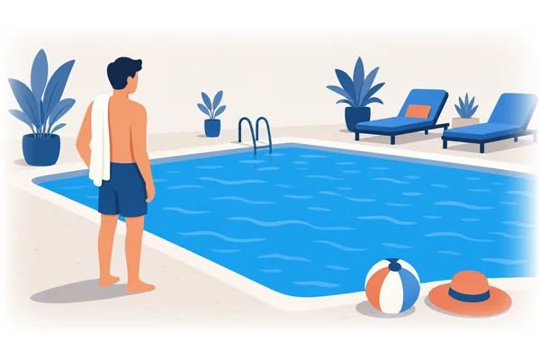 There is much water in the swimming pool.