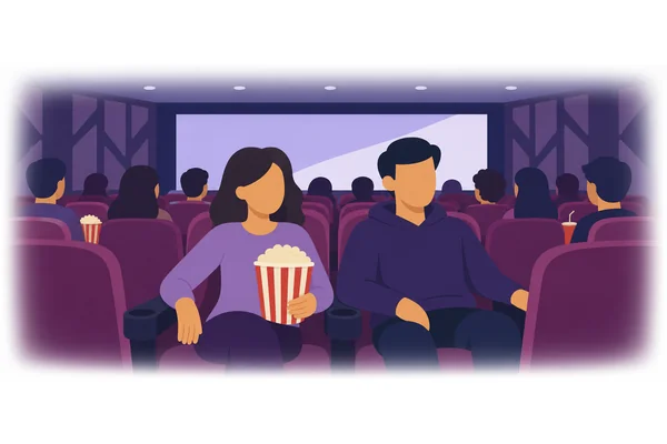 She sat beside me during the movie.