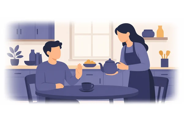 Do you want tea? No, thank you.